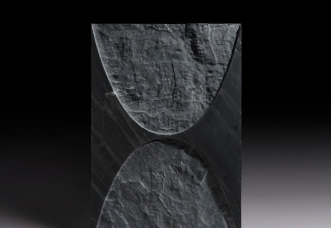 Artistic Tile Crescent Dimensional Tile in Black Wave Marble