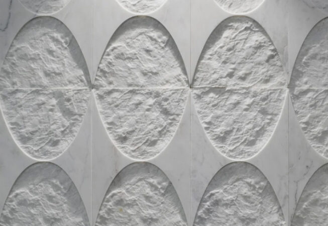 Artistic Tile Crescent Dimensional Tile in Taj White Marble